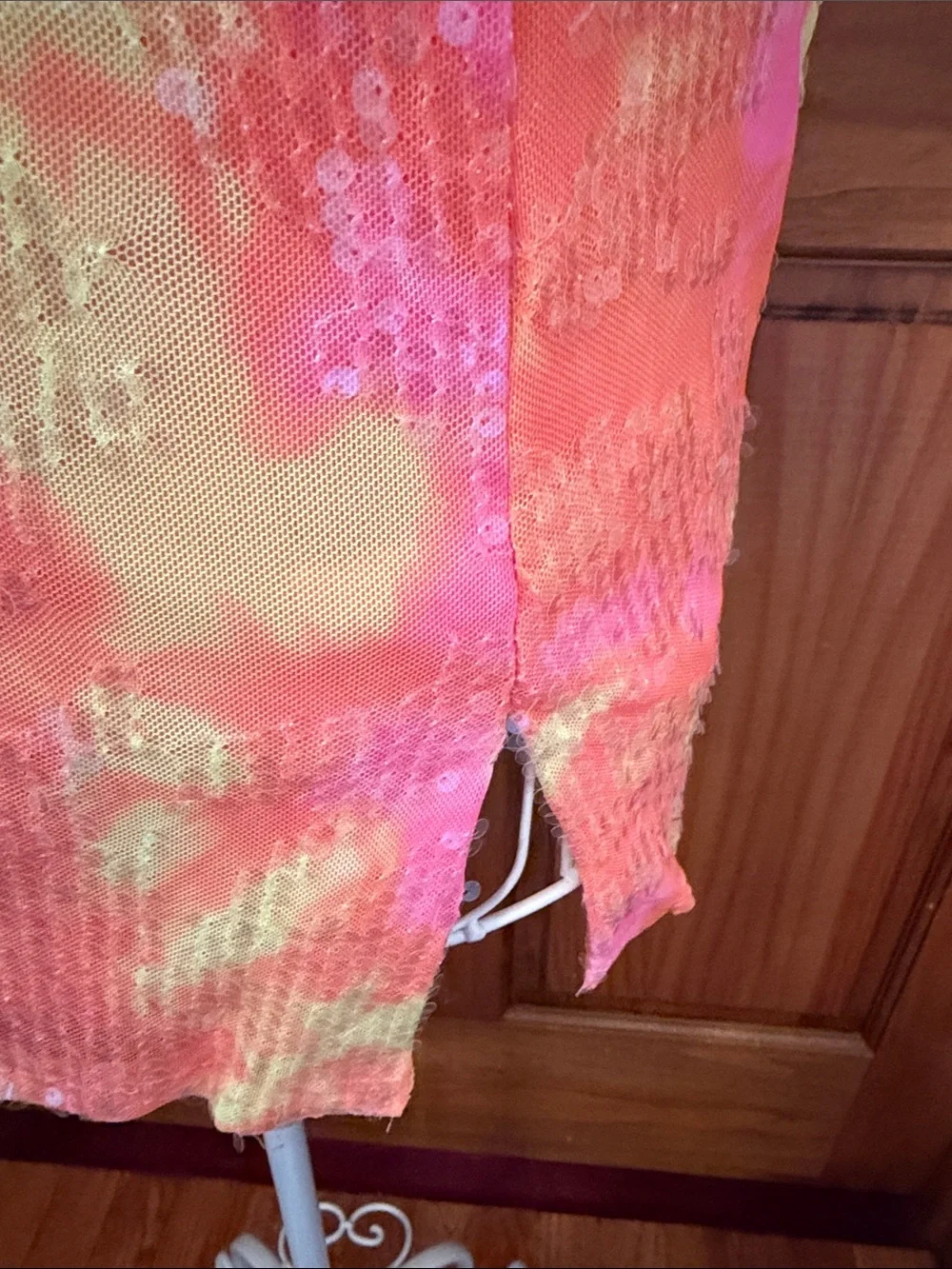 Clarissa cocktail One-Shoulder Neon Tie-Dye Sequin Bodycon Dress - Pink/Orange
